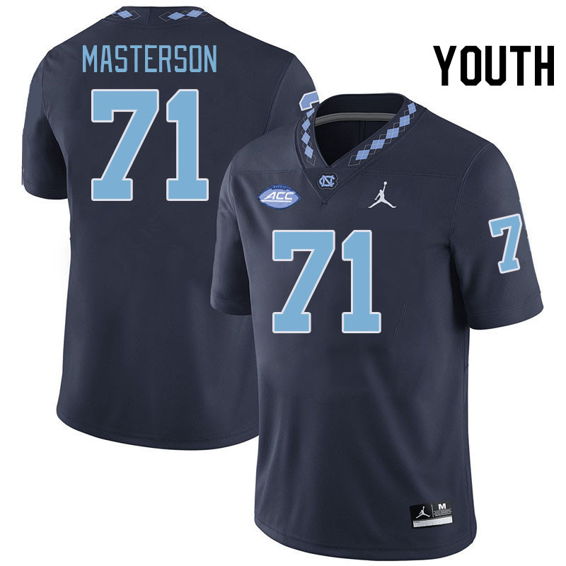 Youth #71 Luke Masterson North Carolina Tar Heels College Football Jerseys Stitched-Navy